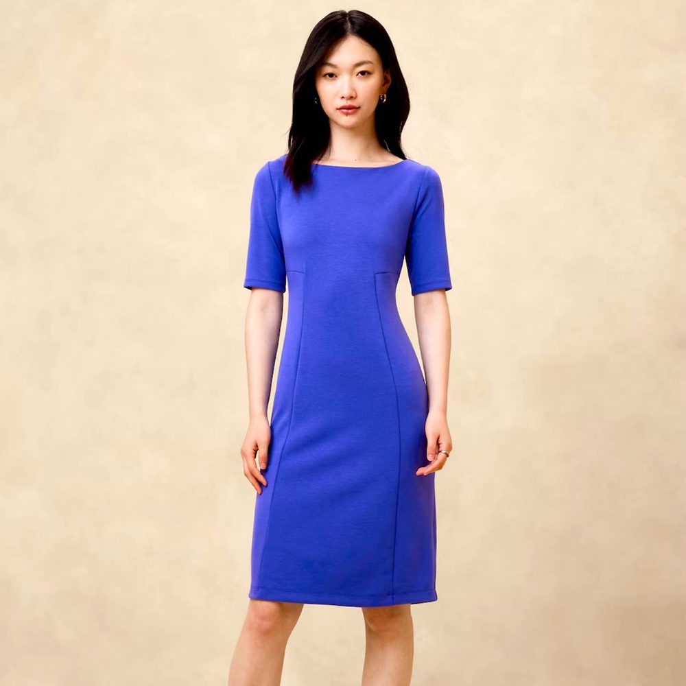 NEW: Banana Republic mid-sleeve scuba dress.